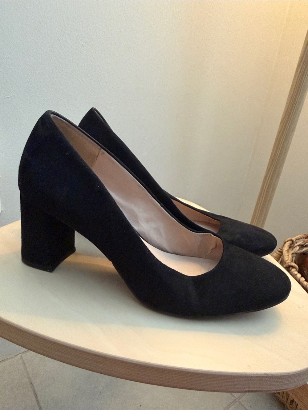 Kelly & Katie Black Suede Block Heel Pumps